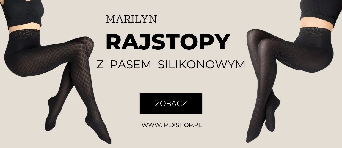 Rajstopy z pasem silikonowym i koronką